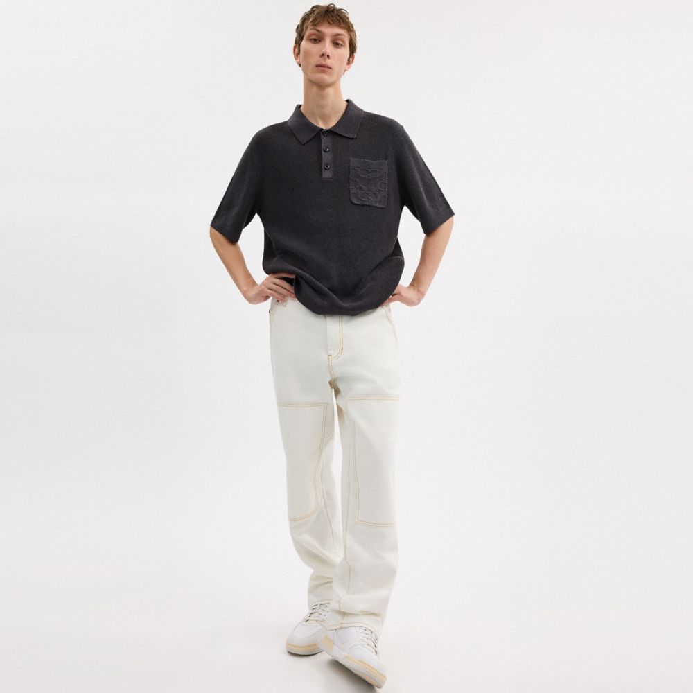 Coach Knit Polo Washed Black