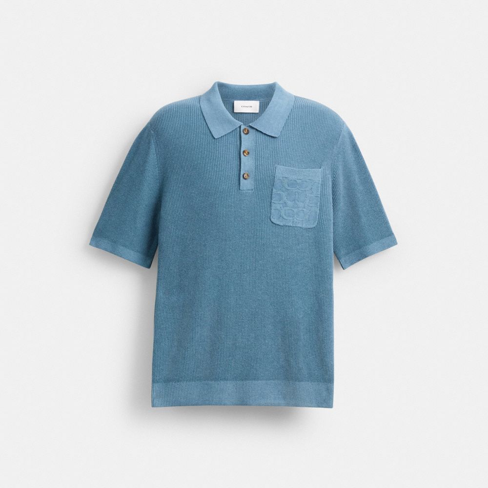 Coach Knit Polo Washed Blue