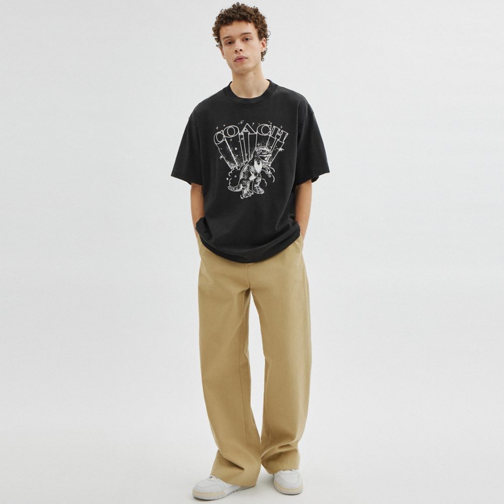 Coach T Rex Relaxed T Shirt In Organic Cotton Washed Black
