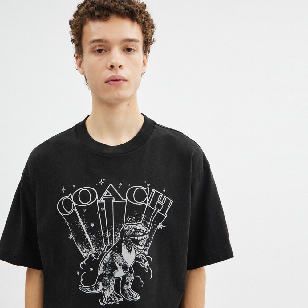 Coach T Rex Relaxed T Shirt In Organic Cotton Washed Black