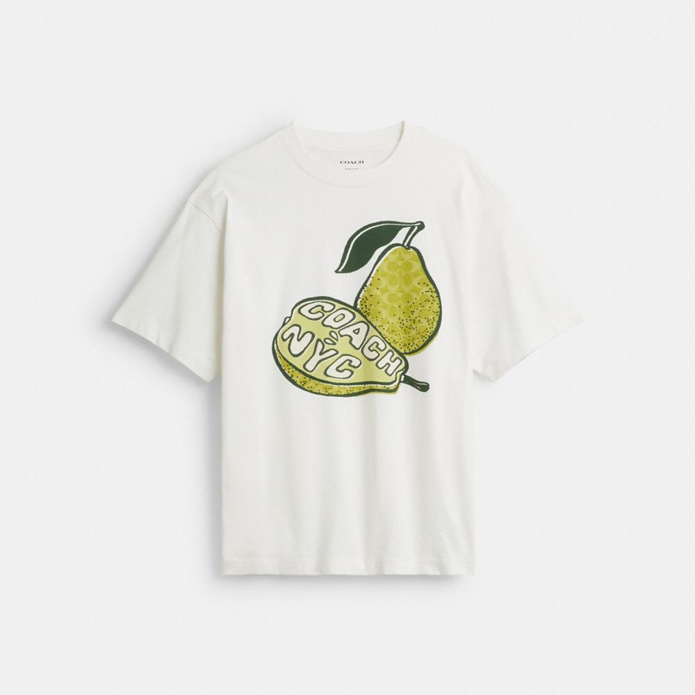 Coach Pear Relaxed T Shirt In Organic Cotton Vintage Ivory