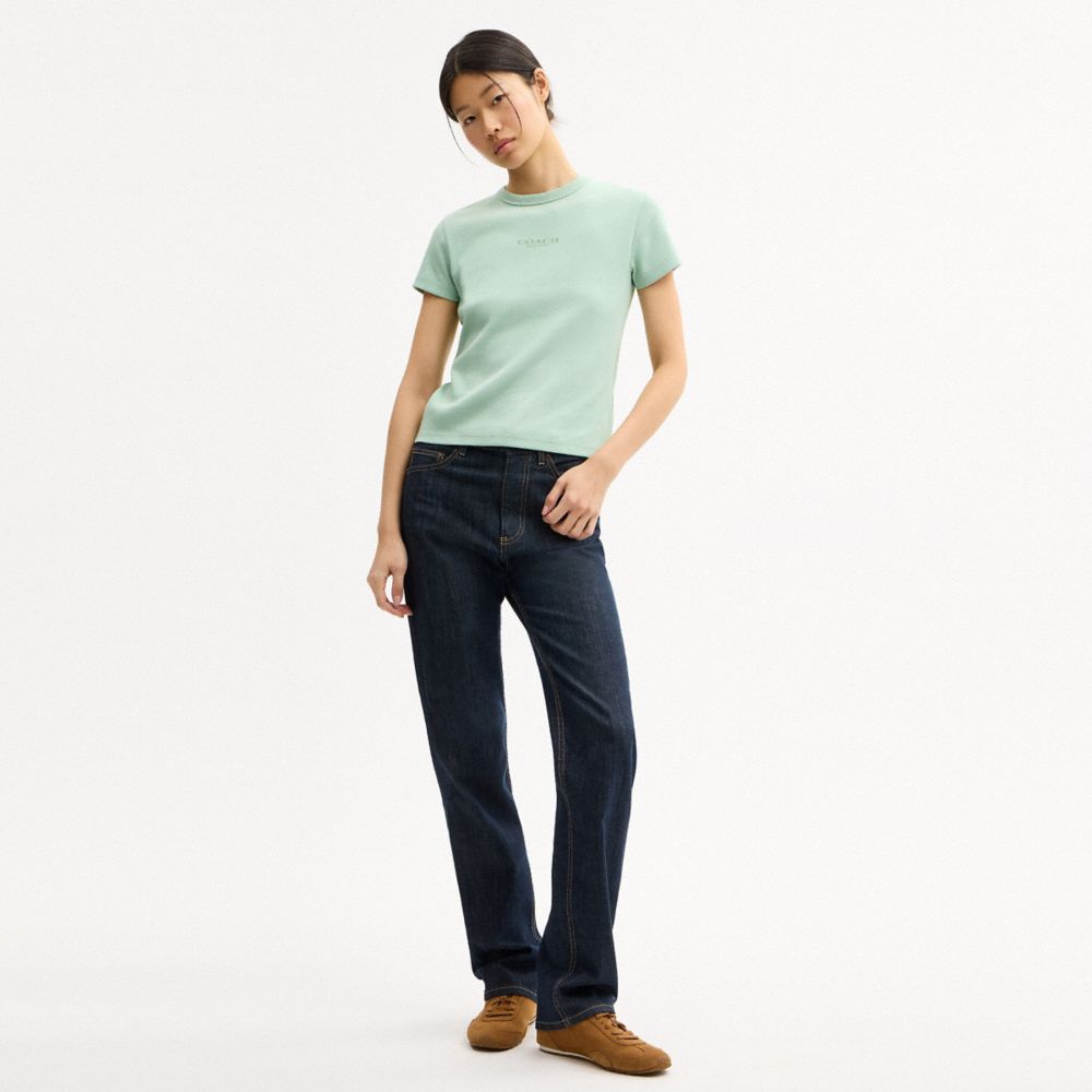 Coach New York Ribbed T Shirt Mint