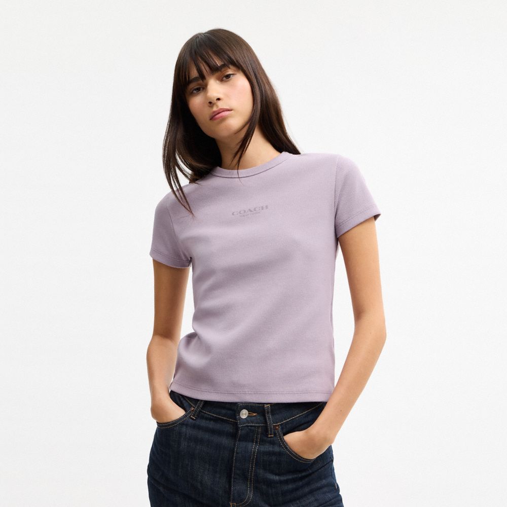 Coach New York Ribbed T Shirt Wisteria Purple