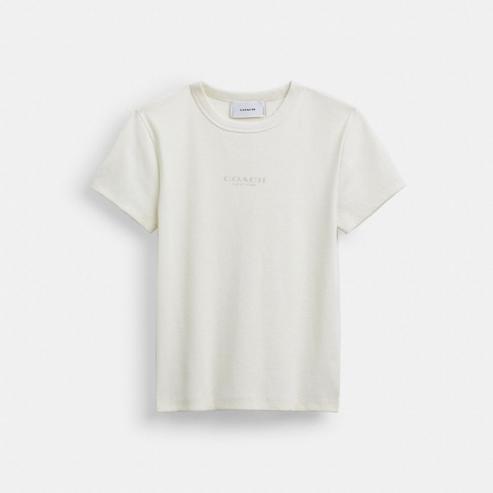 Coach New York Ribbed T Shirt White
