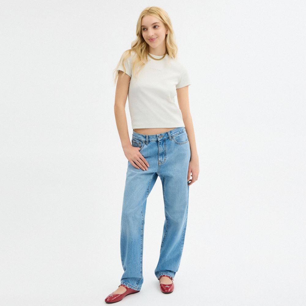 Coach New York Ribbed T Shirt White