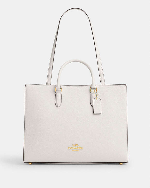 Maggie Tote Bag Pebbled Leather-Gold-Chalk Pebbled Leather-Gold-Chalk