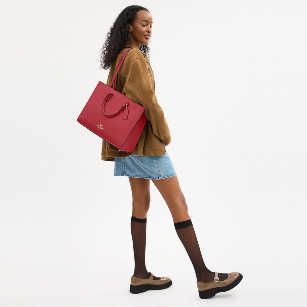 Coach Maggie Tote Bag Gold True Red