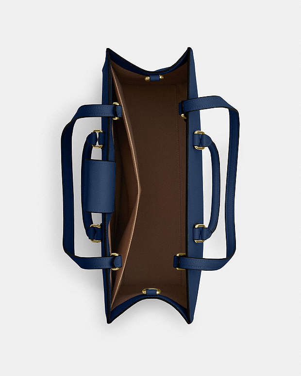 Maggie Tote Bag Pebbled Leather-Gold-Deep Blue Pebbled Leather-Gold-Deep Blue