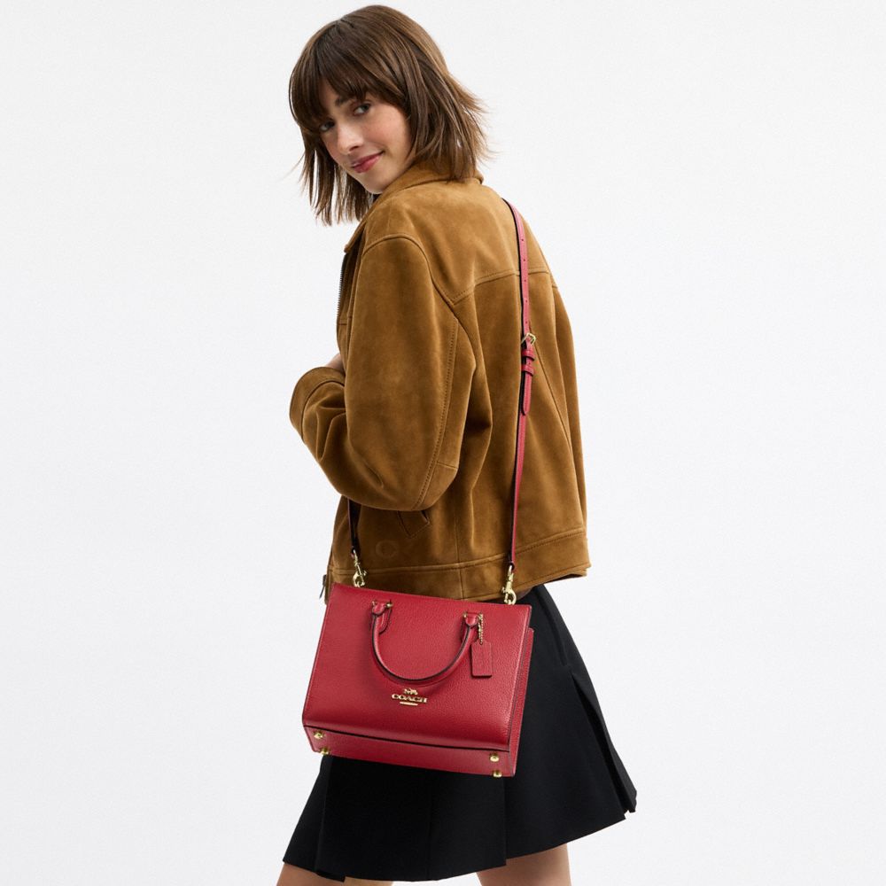 Coach Maggie Small Tote Bag Gold True Red