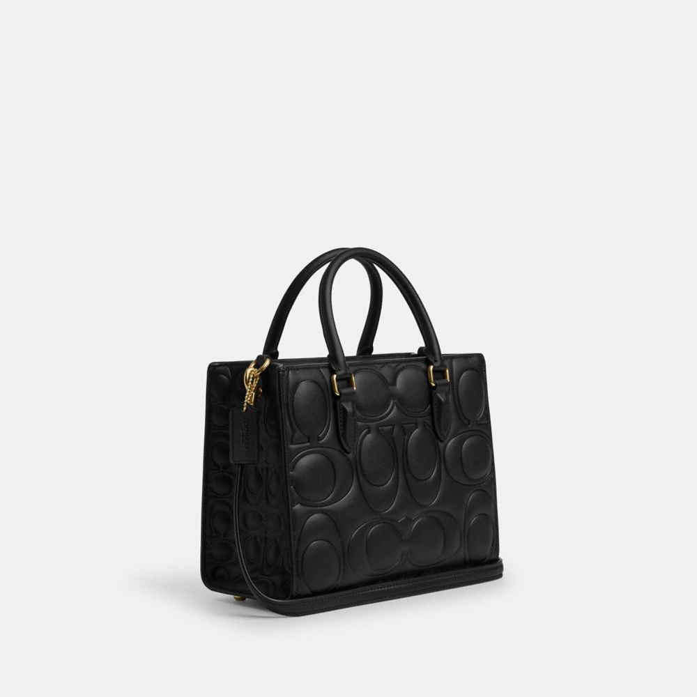 Coach Maggie Small Tote Bag In Signature Leather Gold Black
