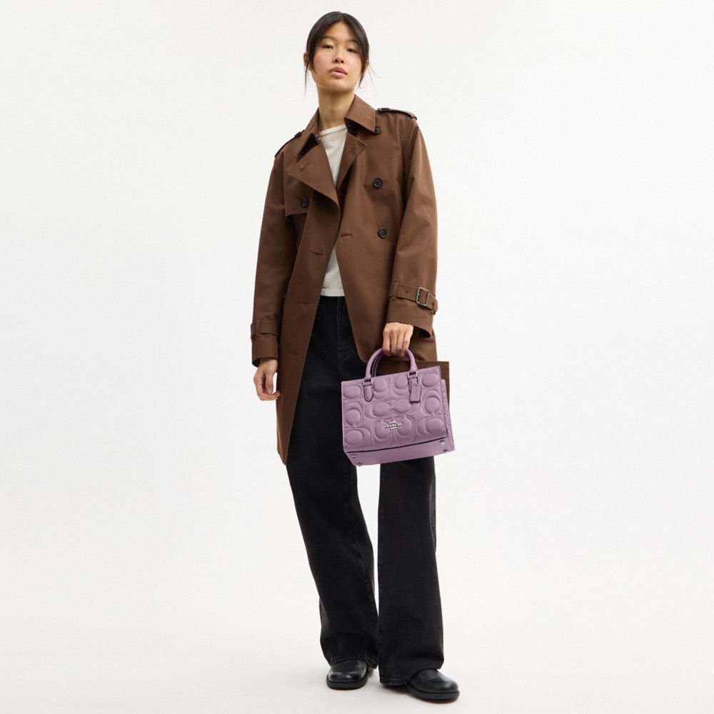 Coach Maggie Small Tote Bag In Signature Leather Silver