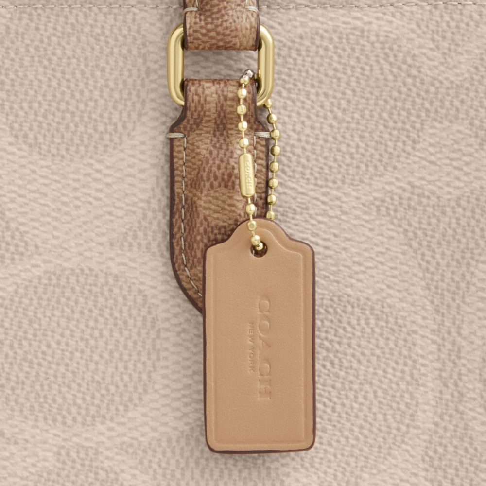 Coach Maggie Small Tote Bag In Blocked Signature Canvas Gold Sand Tan