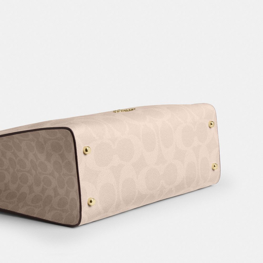 Coach Maggie Tote Bag In Blocked Signature Canvas Gold Sand Tan