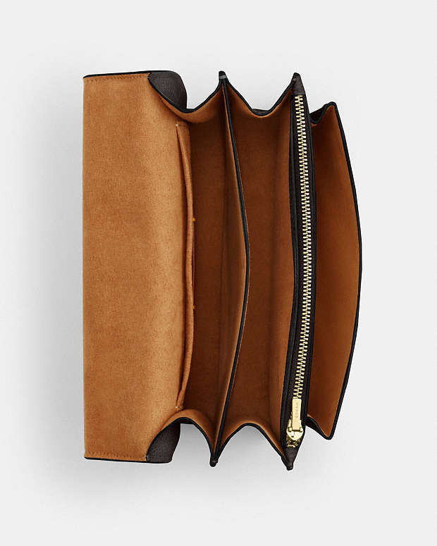 Klare Crossbody Bag In Blocked Signature Canvas Signature Canvas-Gold-Walnut-Tan Signature Canvas-Gold-Walnut-Tan