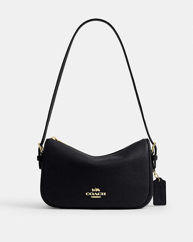 Kailey Shoulder Bag Pebbled Leather-Gold-Black Pebbled Leather-Gold-Black