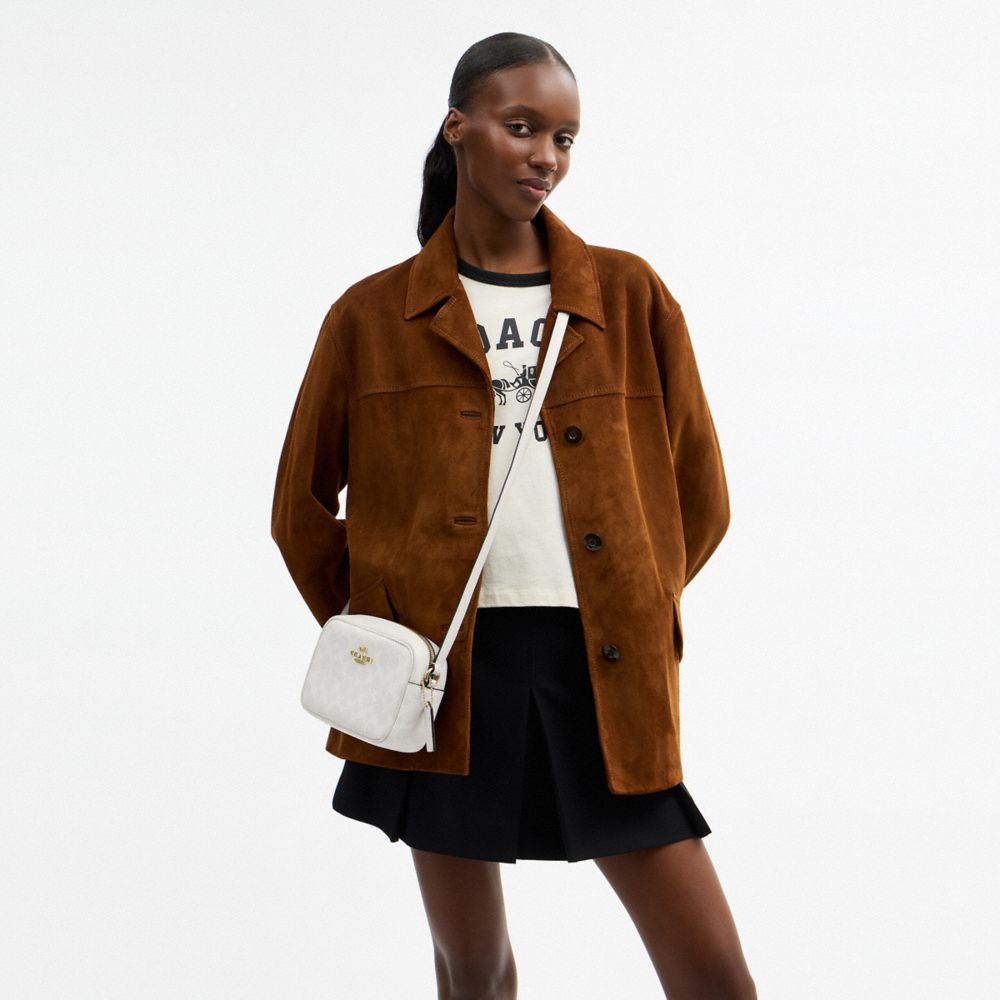 Coach Mini Jamie Camera Bag In Signature Canvas Gold White Chalk