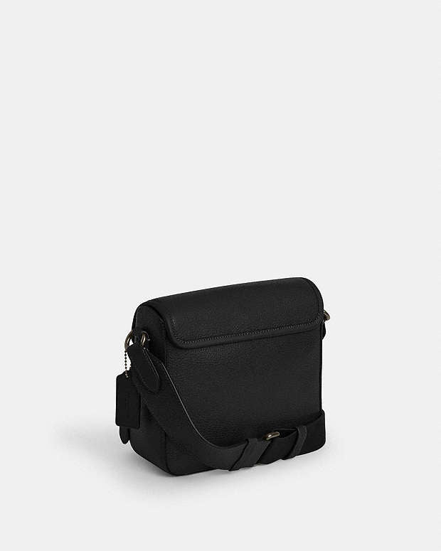 Sullivan Flap Crossbody Bag Pebbled Leather-Gunmetal-Black Pebbled Leather-Gunmetal-Black