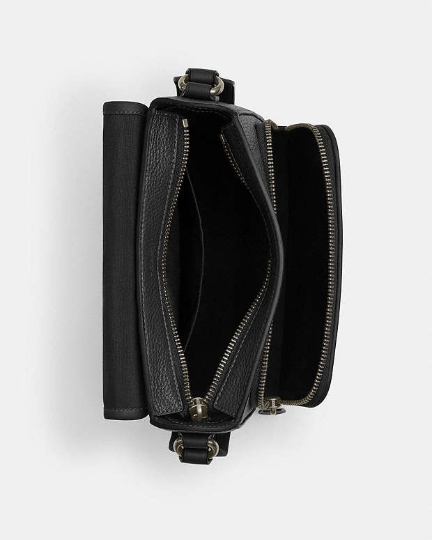 Sullivan Flap Crossbody Bag Pebbled Leather-Gunmetal-Black Pebbled Leather-Gunmetal-Black