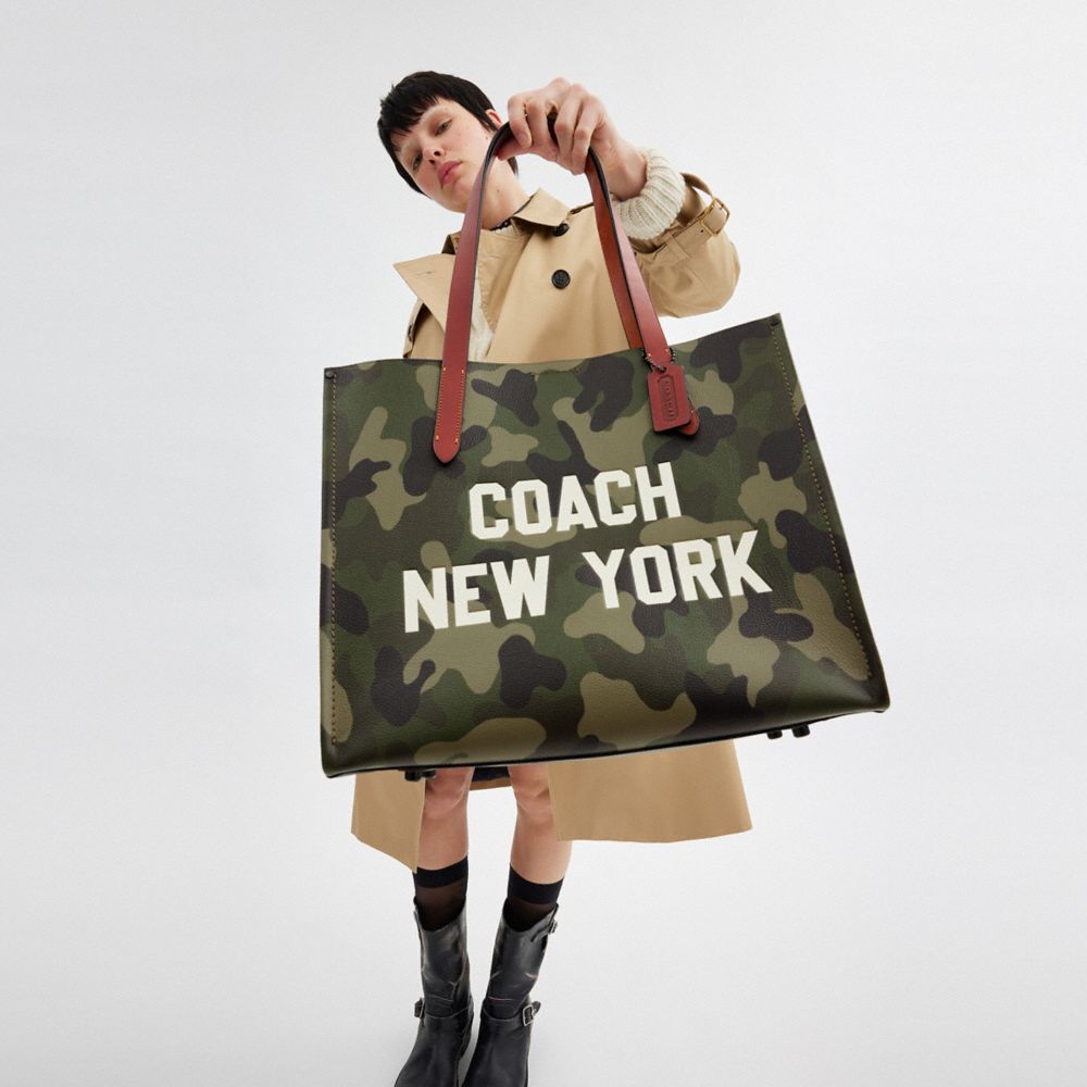 Coach Relay Tote Bag With Camo Print And Coach Graphic Camo
