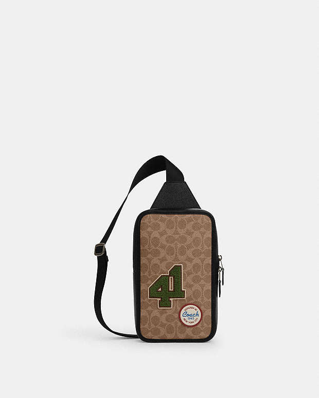 Sullivan Pack In Signature Canvas With Patches Signature Canvas-Gunmetal-Tan Multi Signature Canvas-Gunmetal-Tan Multi