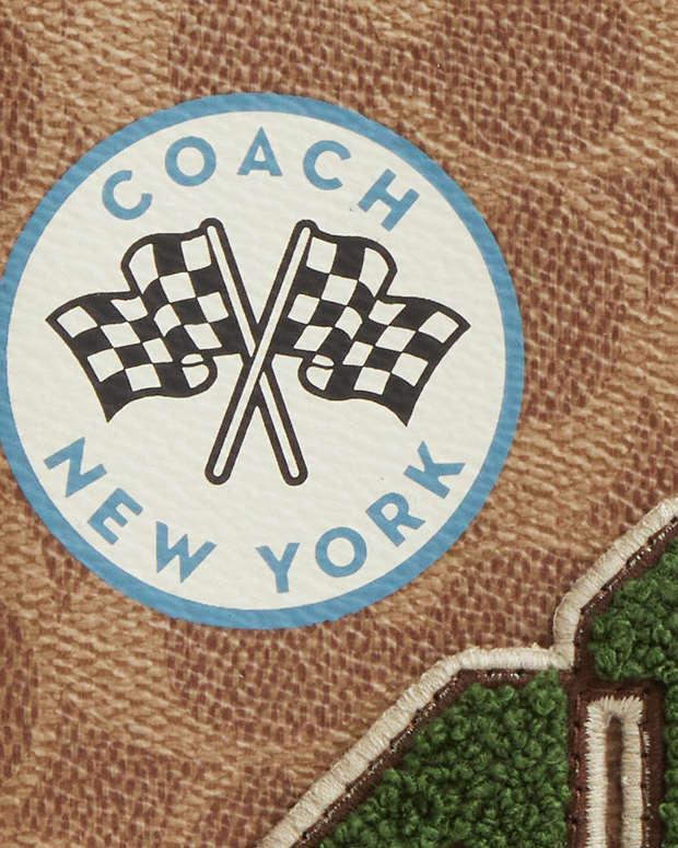 Passport Card Case In Signature Canvas With Patches Signature Canvas-Gunmetal-Tan Multi Signature Canvas-Gunmetal-Tan Multi