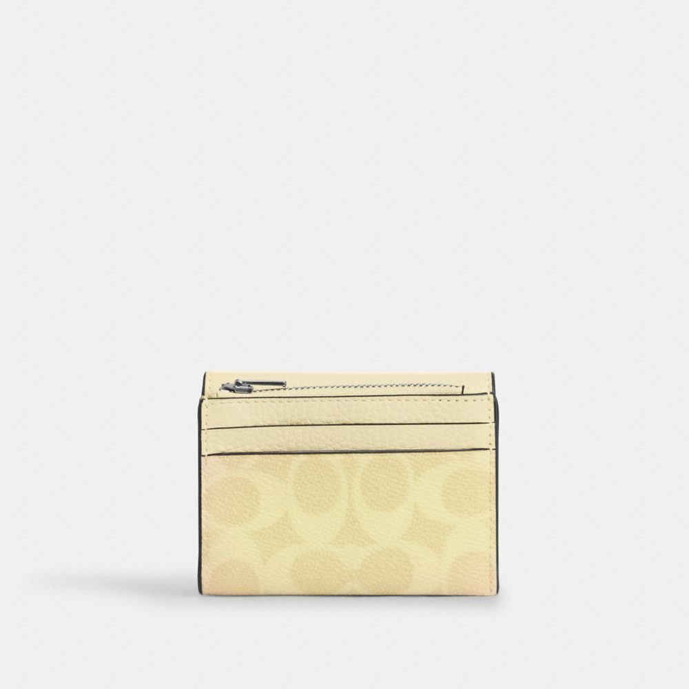 Coach Card Holder Wallet In Signature Canvas Silver Hay