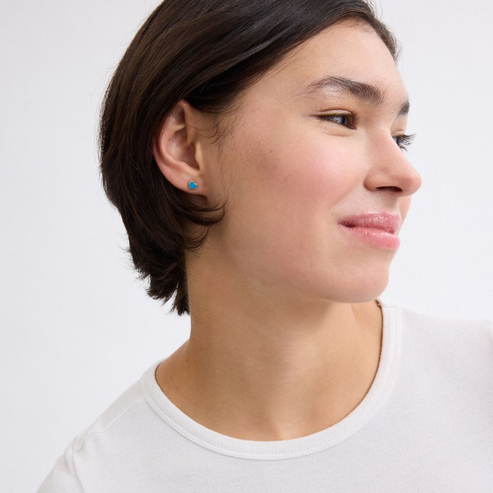 Coach N Initial Stud Earrings Set Gold Blue