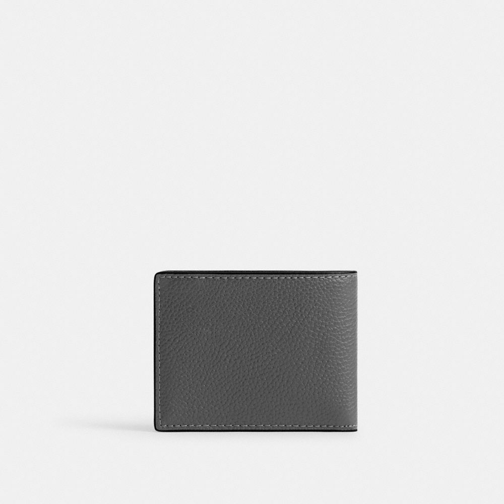 Coach Slim Billfold Wallet With Coach Graphic Charcoal