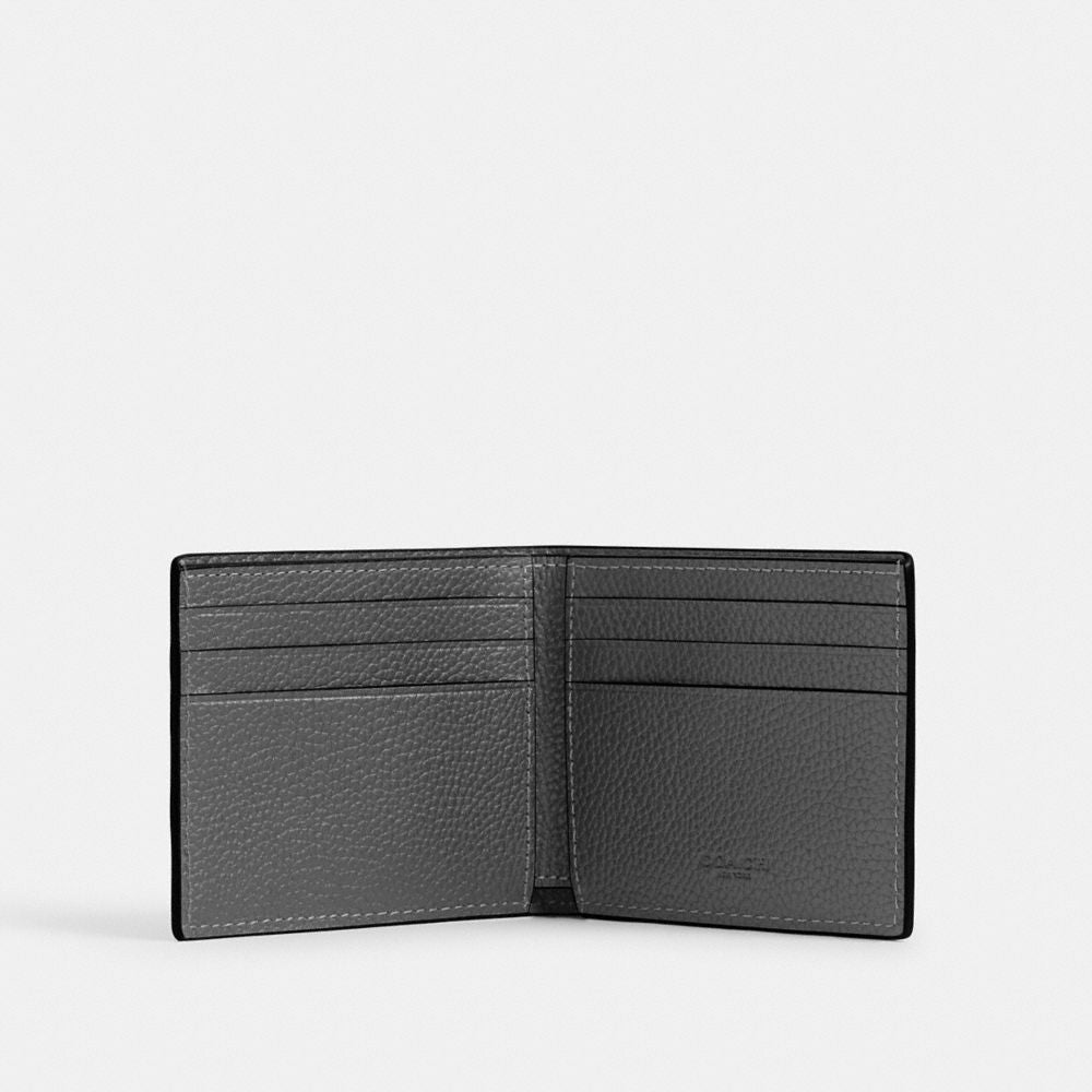 Coach Slim Billfold Wallet With Coach Graphic Charcoal