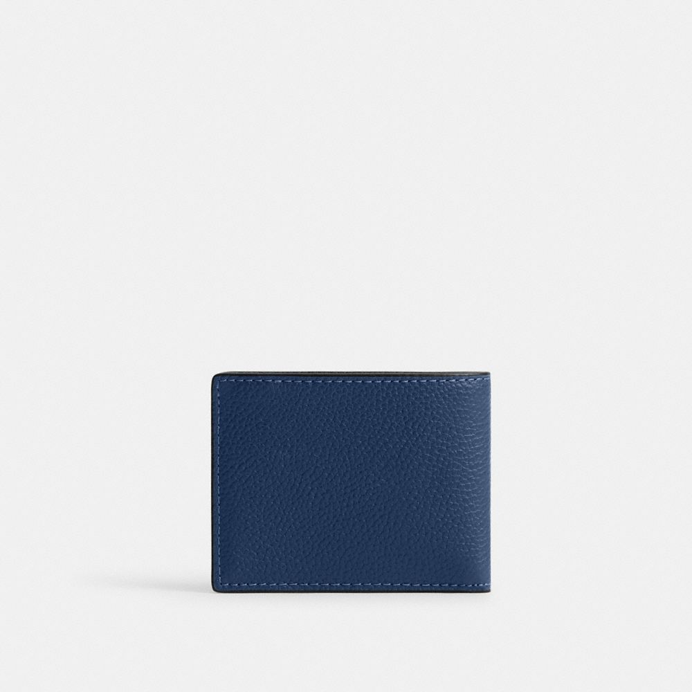 Coach Slim Billfold Wallet With Coach Graphic Deep Blue