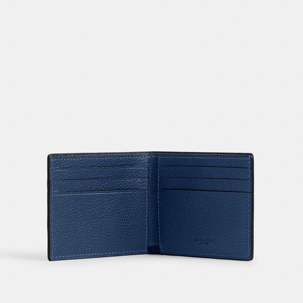 Coach Slim Billfold Wallet With Coach Graphic Deep Blue