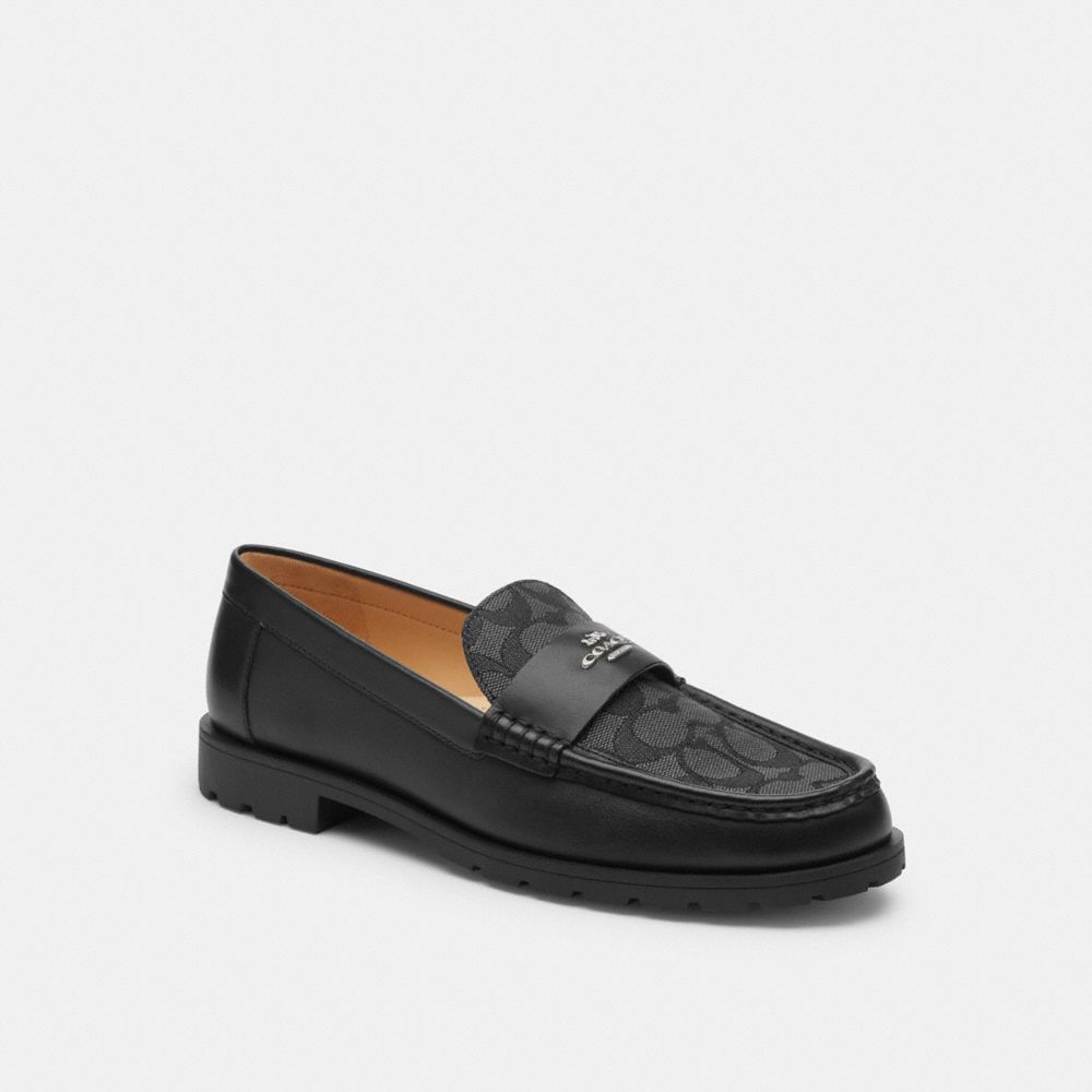 Coach Janie Loafer In Signature Jacquard Black Charcoal