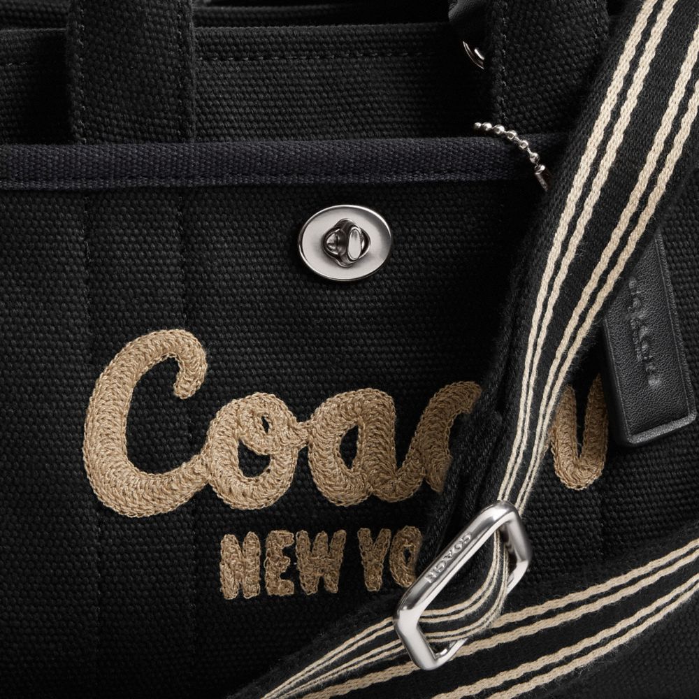 Women's Coach Cargo Tote Bag 20 in Silver and Black, detail 4