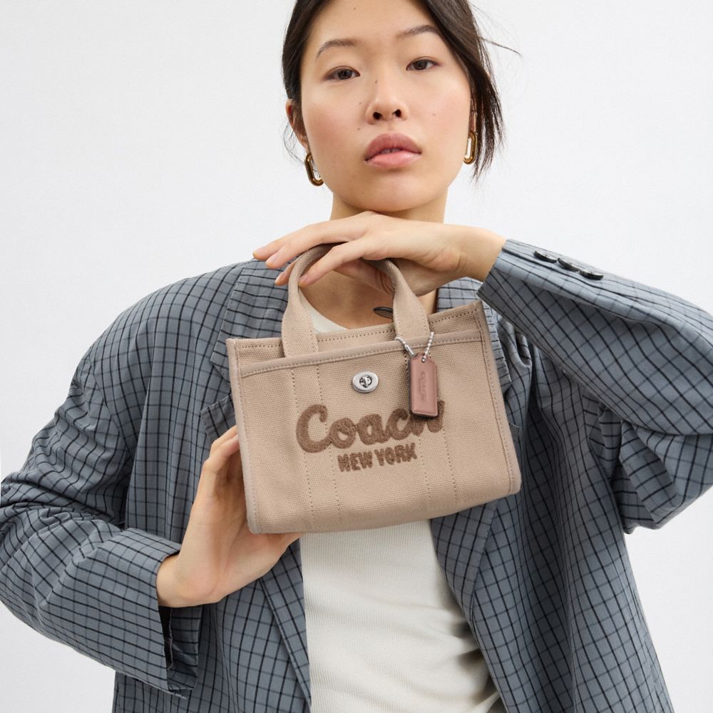 Coach Cargo Tote Bag 20 Silver Dark Natural