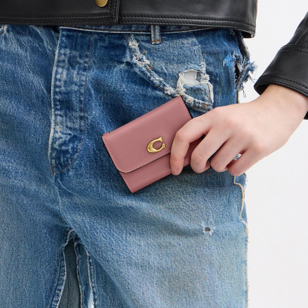 Coach Essential Card Holder Wallet Brass Peony