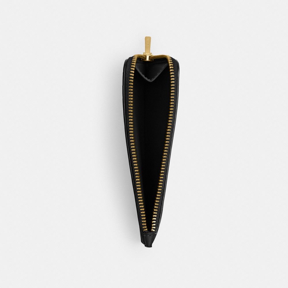 Coach New York Zip Card Case Brass Black