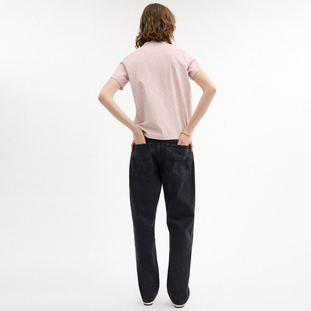 Coach All Over Signature T Shirt In Organic Cotton Pink Multi