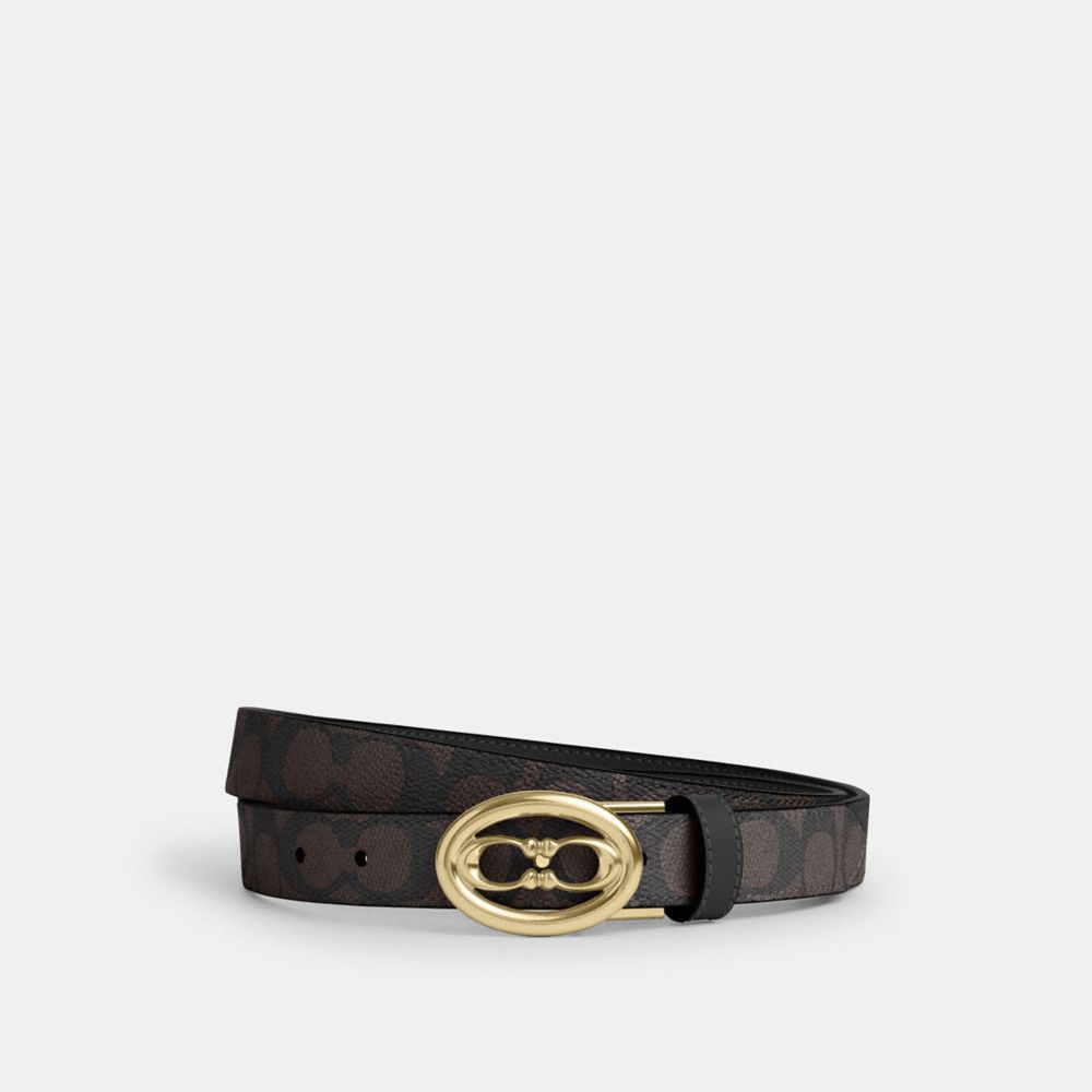 Coach Signature Buckle Cut To Size Belt, 25 Mm Gold Walnut Black