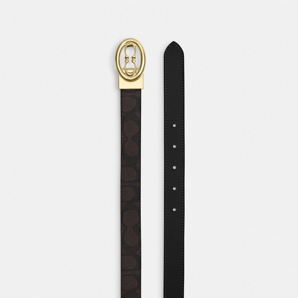 Coach Signature Buckle Cut To Size Belt, 25 Mm Gold Walnut Black