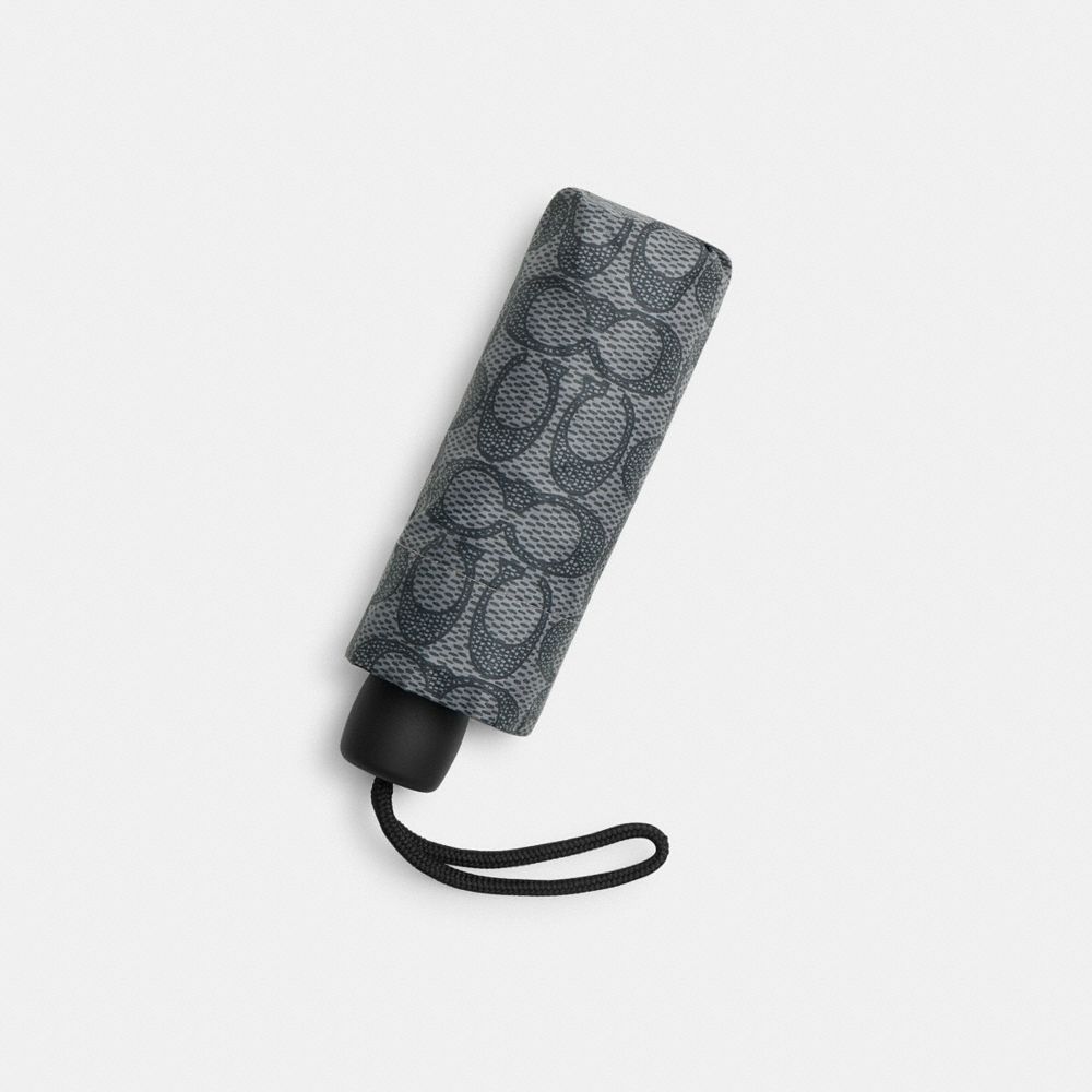 Coach Uv Protection Mini Umbrella In Signature Print Silver Graphite