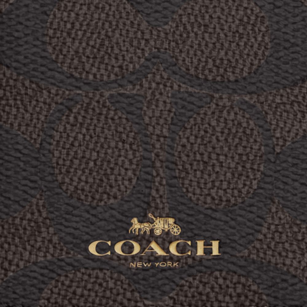 Coach Id Lanyard In Signaure Canvas Gold Walnut Black