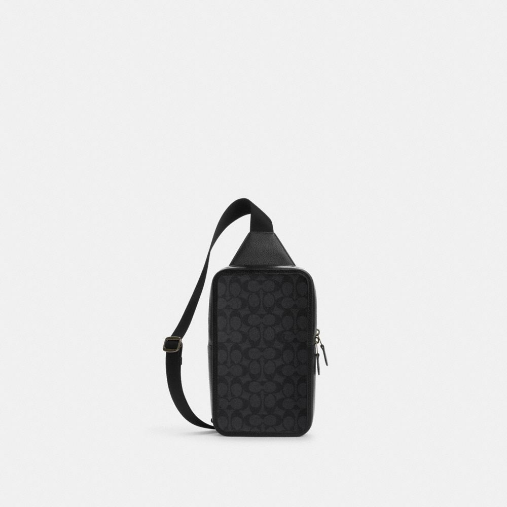 Coach Sullivan Pack In Signature Canvas Gunmetal Charcoal Black