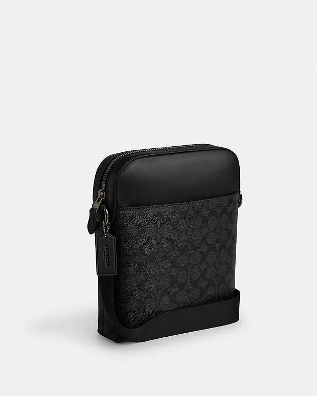 Houston Flight Bag In Signature Canvas Signature Canvas-Gunmetal-Charcoal-Black Signature Canvas-Gunmetal-Charcoal-Black