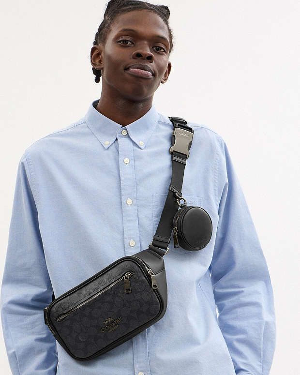 Elias Belt Bag In Signature Canvas Signature Canvas-Gunmetal-Charcoal-Black Signature Canvas-Gunmetal-Charcoal-Black