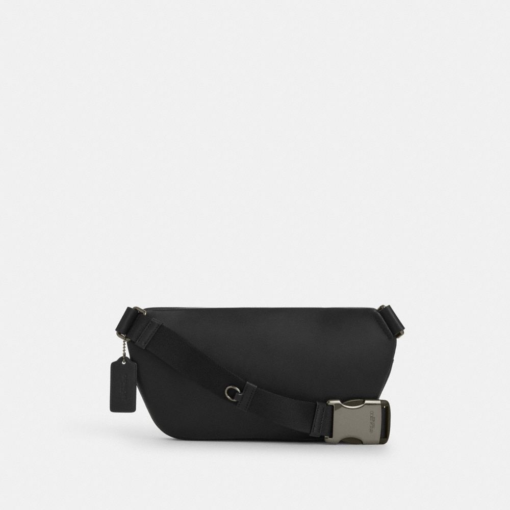 Coach Elias Belt Bag In Signature Canvas Gunmetal Chalk Black
