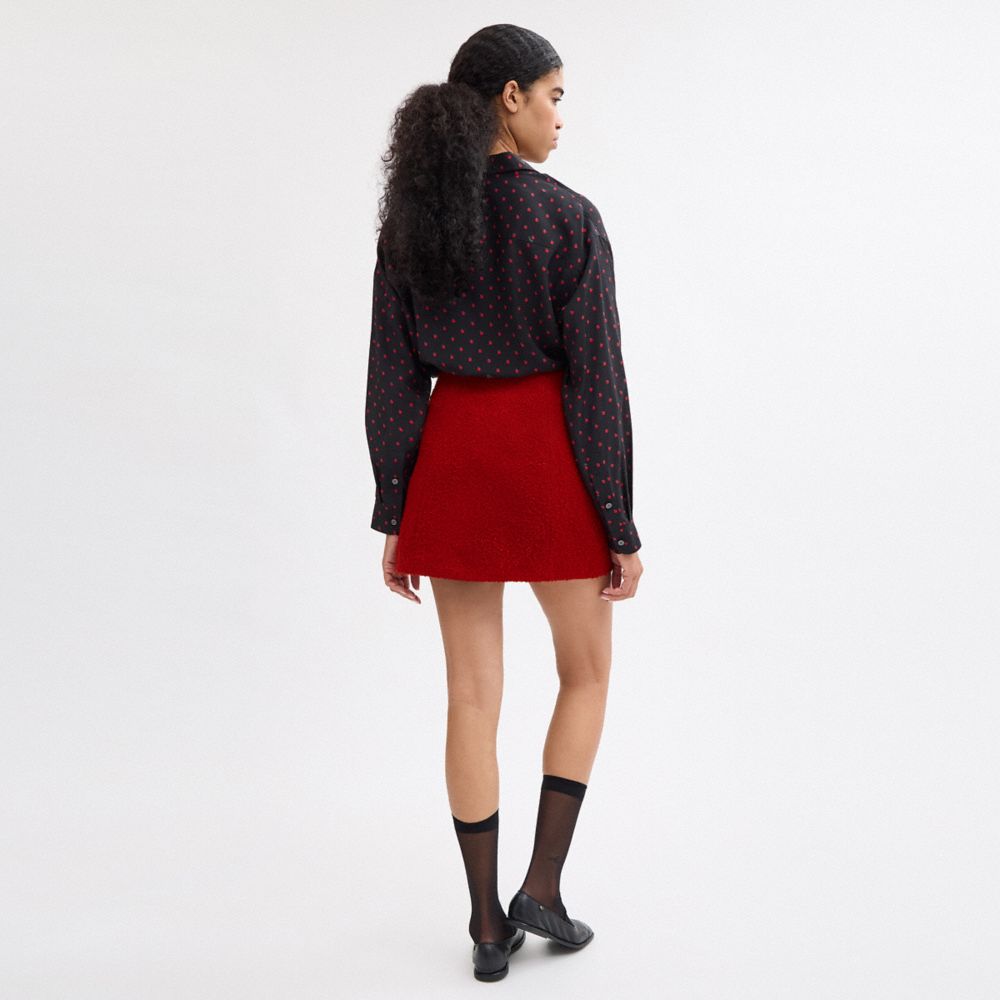 Coach Boucle Skirt Red
