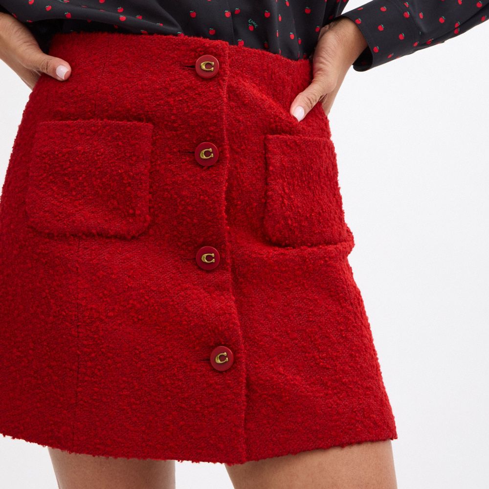Coach Boucle Skirt Red