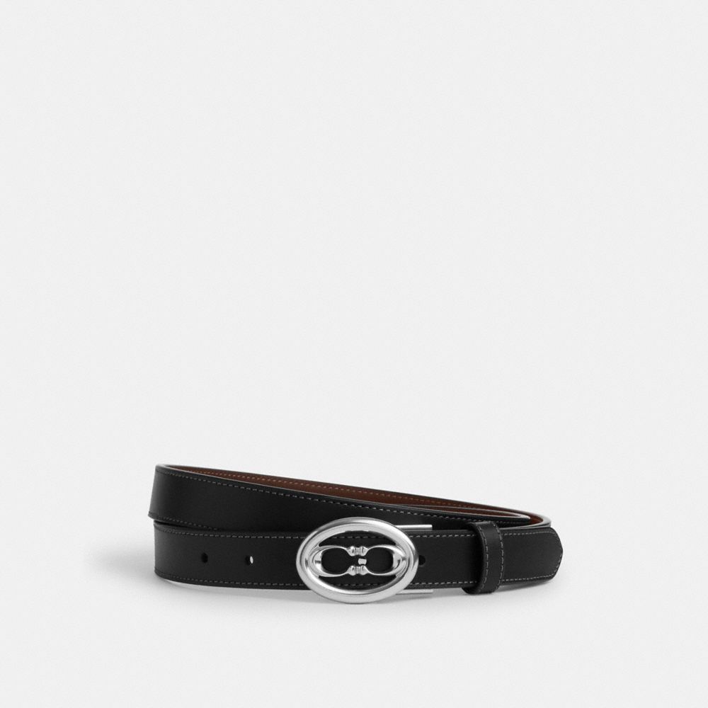 Coach Buckle Cut To Size Belt, 25 Mm Silver Black Maple