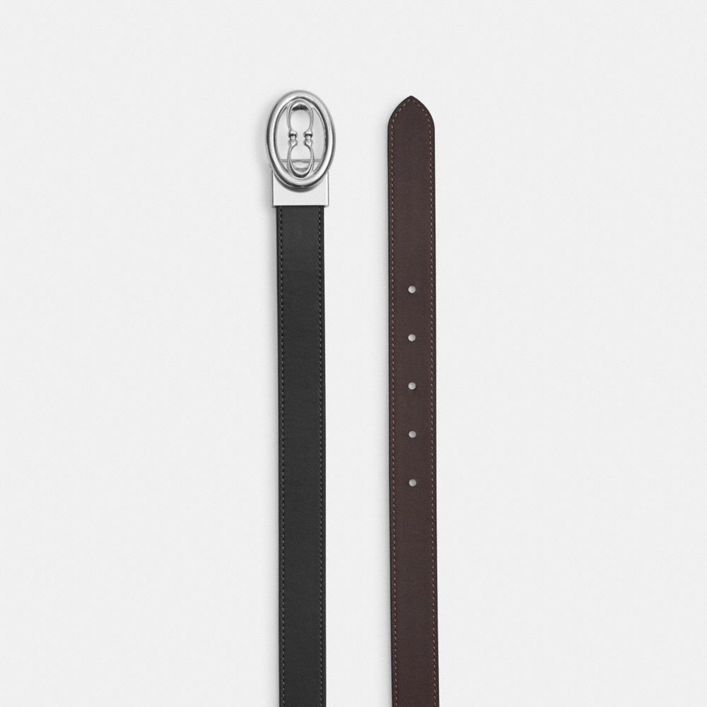 Coach Buckle Cut To Size Belt, 25 Mm Silver Black Maple