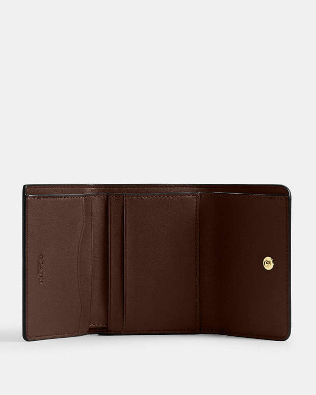 Card Holder Wallet In Blocked Signature Canvas Signature Canvas-Gold-Walnut-Tan Signature Canvas-Gold-Walnut-Tan